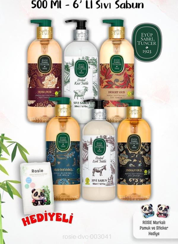 500 Ml 6'lı Eyüp Sabri Tuncer Sıvı Sabun Özel Paket ve ROSIE Hediyeli - Image 1