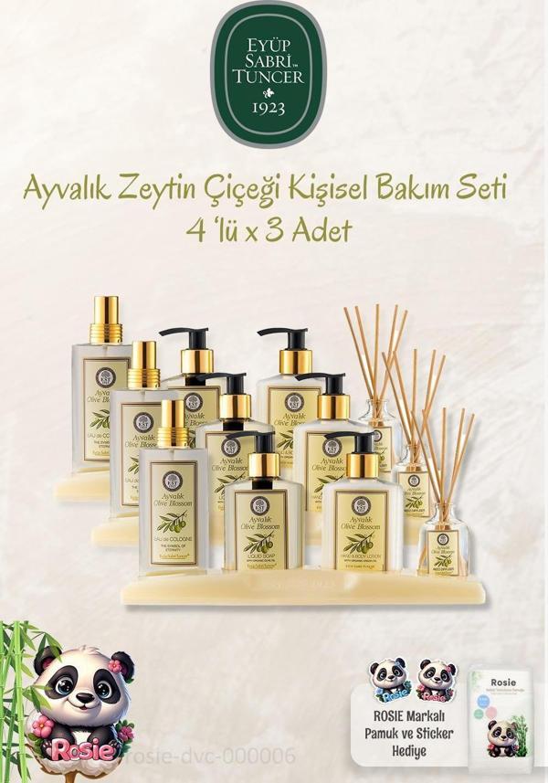 3'lü Eyüp Sabri Tuncer Ayvalık Zeytin Çiçeği 4'lü Kişisel Bakım Seti ve ROSIE Pamuk - Image 1