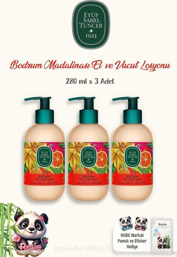 Eyüp Sabri Tuncer 3 Adet  Bodrum Mandalinası Vücut Losyonu 280 ml ve ROSIE - Image 1