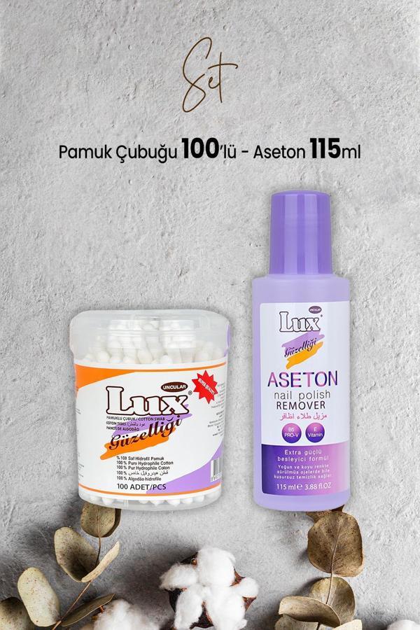 Lux Pamuk Çubuğu 100' lü ve Aseton 115 ml - Image 1