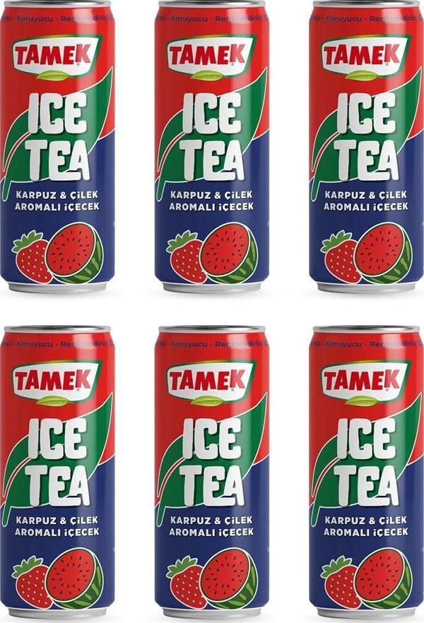 Tamek Ice Tea Karpuz & Çilek 330 ml x 6 Adet - Image 1
