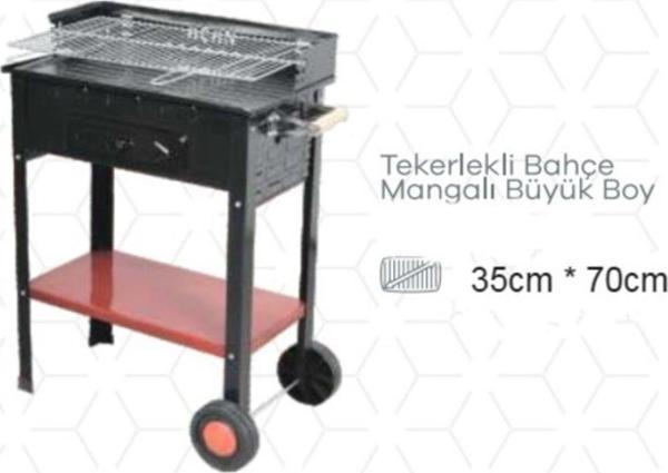 Emaye Kömürlü Tekerlekli Mangal 35*70 - Image 1