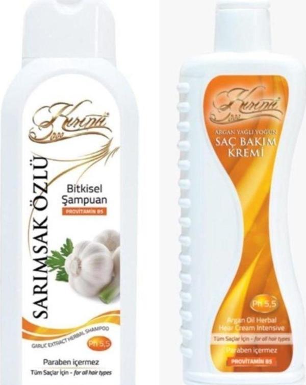 Kırıntı 2000 Sarımsak Özlü Bitkisel Şampuan 400 Ml + Argan Yağlı Yoğun Saç Bakım Kremi 400 Ml - Image 1