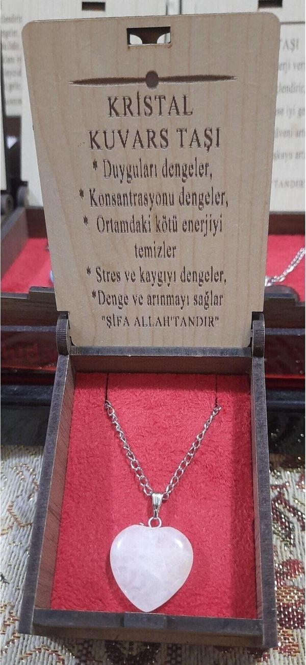 Pavrika Kristal Kuvars Taşı Kolye Özel Ahşap Kutulu - Image 1