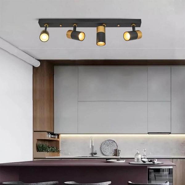 4'lü Modern Siyah Gold Spot Avize - Image 1