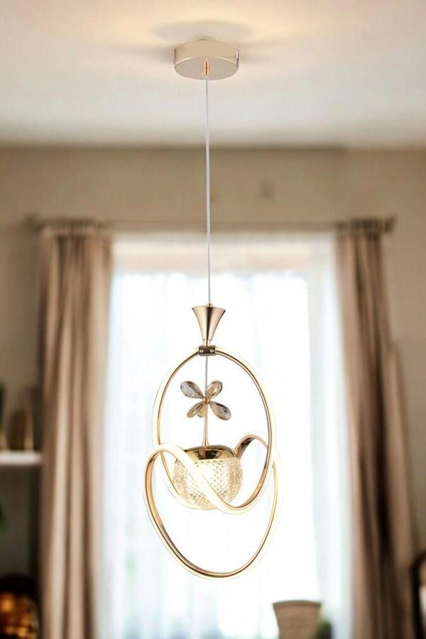 Badem Modern Sarkıt Led Avize 3 Renk Toplu Kelebek Taşlı Gold Kaplamalı - Image 1
