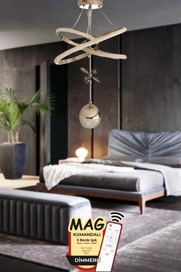 Clasy Model Gold Kumandalı 3 Renk Modern Ledli Sarkıt Avize - Image 1