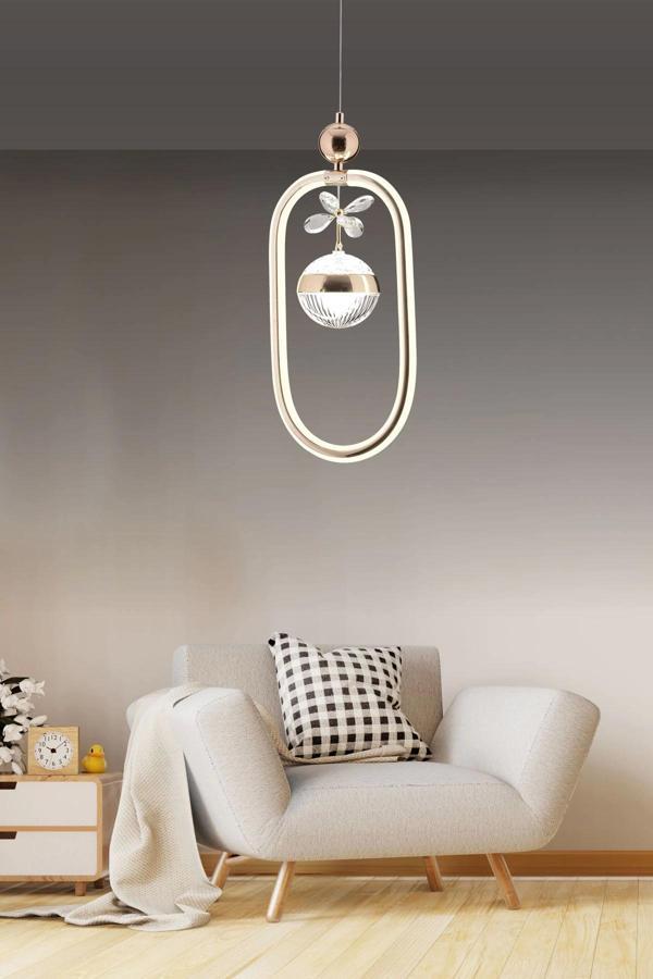 Dekoratif Tek Toplu Üç Renkli Gold Sarkıt Led Avize - Image 1