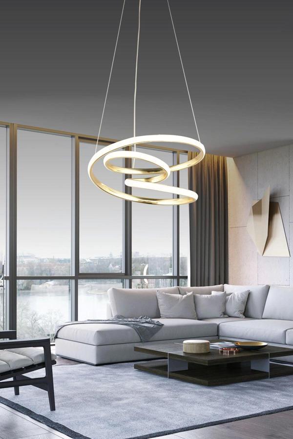 Modern Kıvrımlı Üç Renkli Gold Sarkıt Led Avize - Image 1