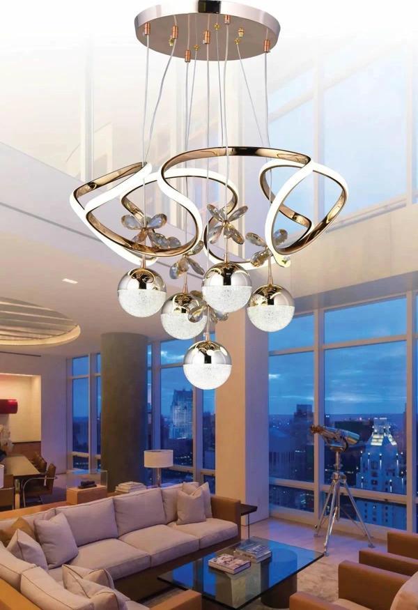 Galaksi Modern Sarkıt Beş Toplu Papatya Gold Ledli Avize - Image 1