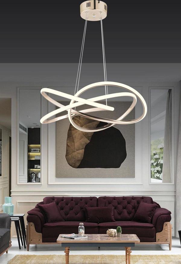 Modern Power Ledli Kıvrımlı Üç Renkli Gold Beyaz Sarkıt Led Avize - Image 1