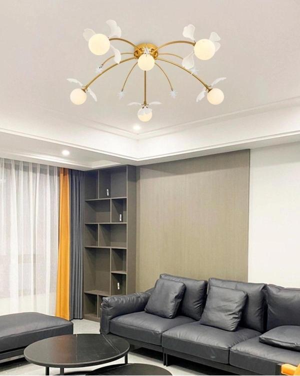 Ivy 6 Lı Plafonyer Sarı Salon Avize - Image 1