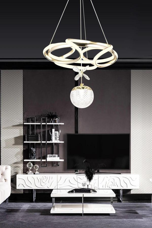 Modern Toplu Üç Renkli Gold Sarkıt Led Avize - Image 1