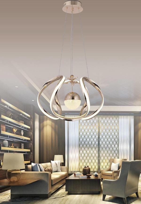Nilüfer 3 Renk Gold ( Sarı Beyaz ve Gün Işığı ) Luxury Led Kristal Taşlı Avize - Image 1
