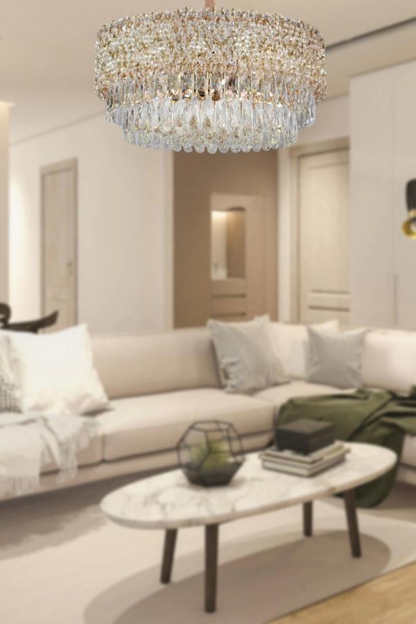 Kristal Taşlı Klasik Avize Gold - Image 1