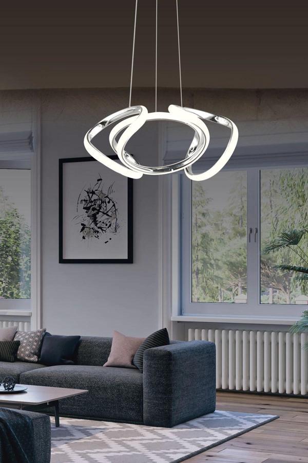 Krom Kasa Dron Modern Üç Renkli Sarkıt Led Avize - Image 1