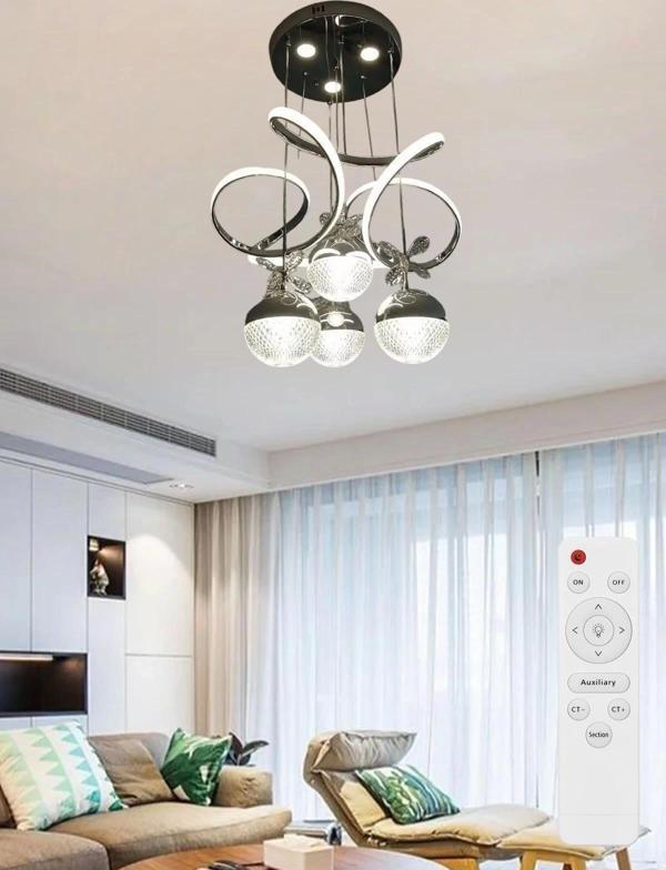 Papatya 3 Işık Kumandalı (Beyaz, Sarı, Günışığı) Krom Luxury Ledli Salon Avize Büyük Toplu - Image 1