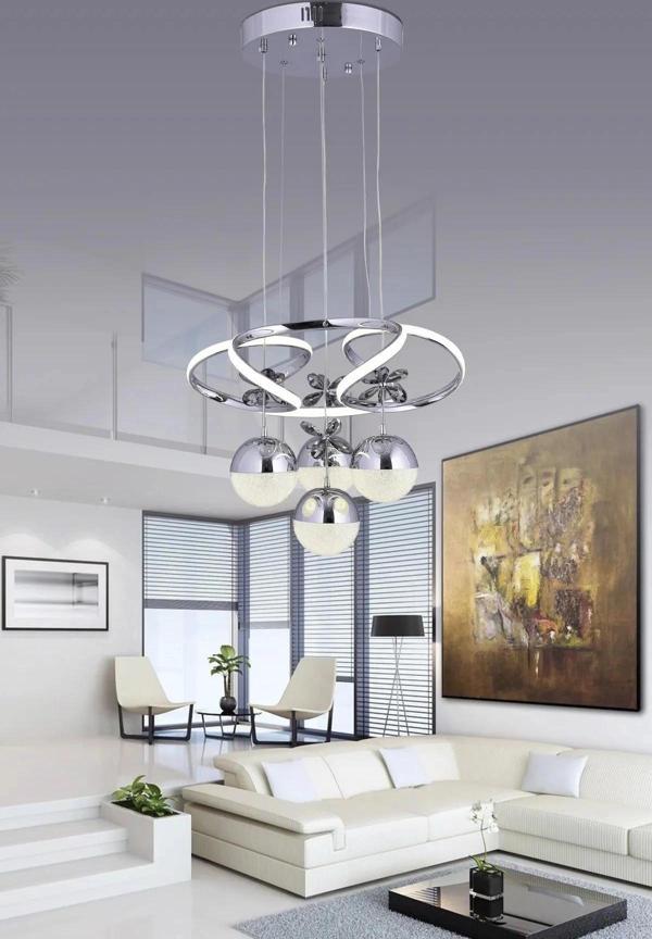 Papatya 3 Renk (Sarı Beyaz ve Gün Işığı) Krom Luxury Kumandalı Ledli Oturma Odası Avize - Image 1