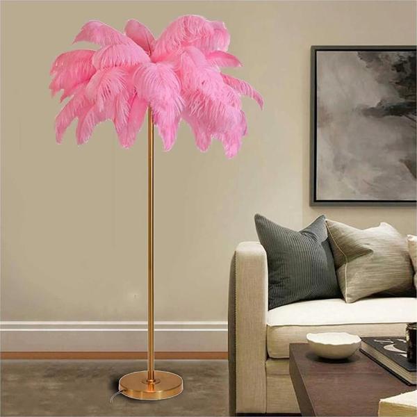 Pembe Deve Kuşu Tüyü Lambader - Image 1