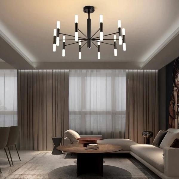 Ledli Plafonyer Modern Aydınlatma Siyah Sarkıt Ledli Salon Avize - Image 1
