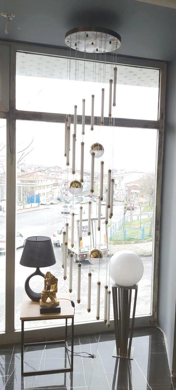 Sarkıt Luxury Gold Cam Toplu Avize - Image 1