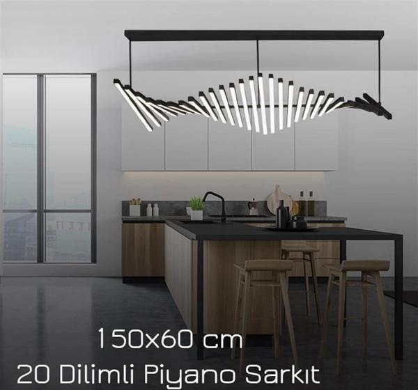Lüks Modern Ledli Piyano Avize Beyaz - Image 1