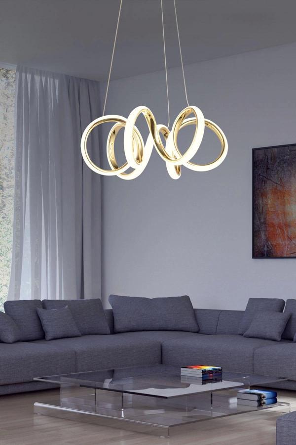 Modern Çift Yönlü Kıvrım Üç Renkli Gold Sarkıt Led Avize - Image 1