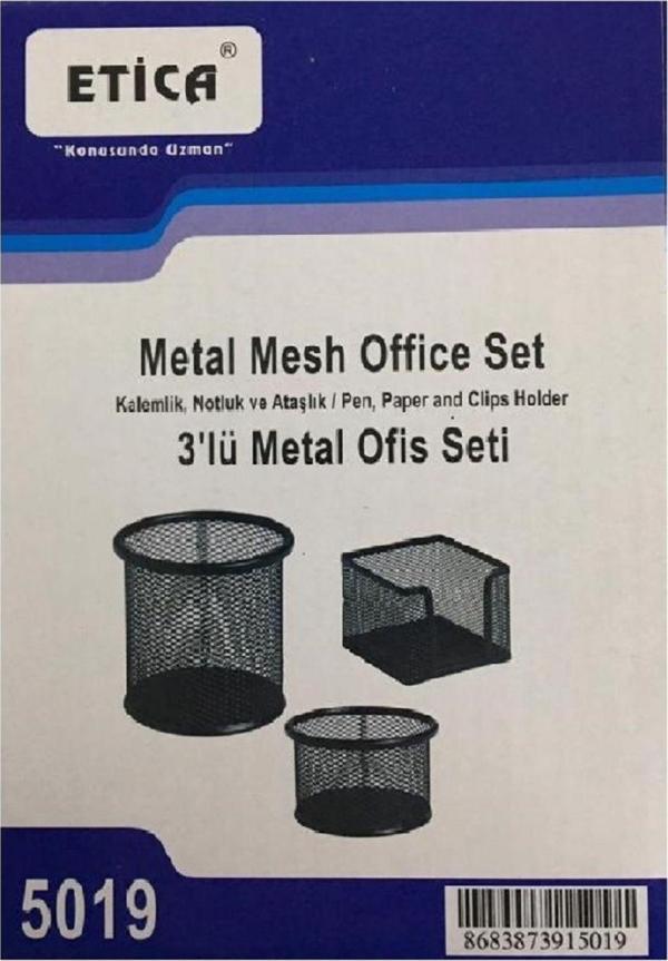 Hitit Etica Metal Ofis Seti 3'Lü (Kalemlik, Notluk, Ataşlık) - Image 1