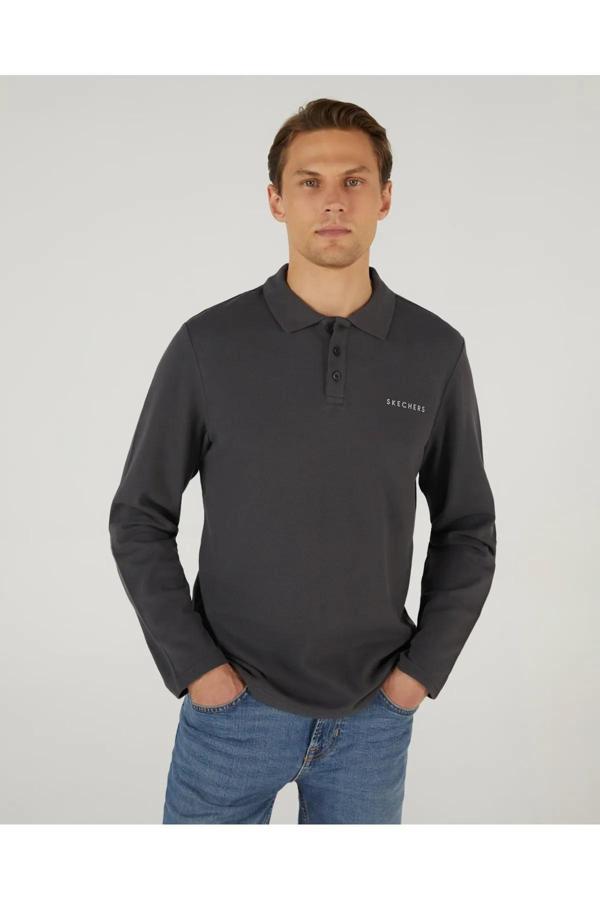 Skechers S242198-003 M Polo Casual Comfort Long Sleeve Polo Erkek Polo Tişört - Image 1