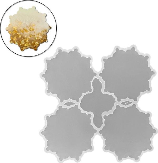 Epoksi Silikon Kalıp Dişli Motifli Bardak Altlığı Kalıbı 14.5 CM 4 Lü - Image 1