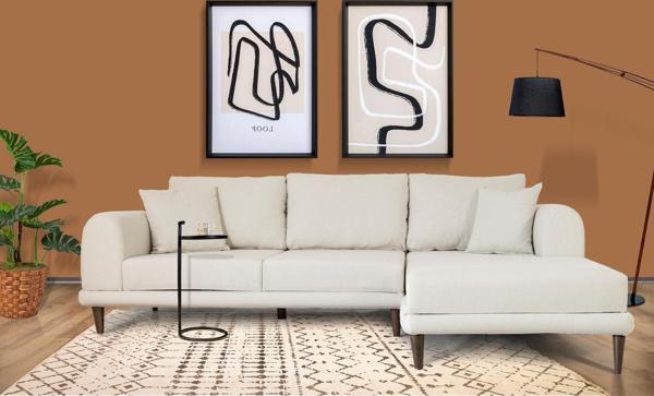 Tasarım Nero Köşe Koltuk, Ekru, 250X160, Sağ Köşe - Image 1