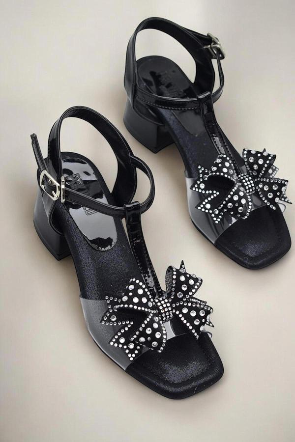 353 Abiye Kız Çocuk Topuklu Ayakkabı Taşlı Açık Kız Çocuk Nişan Abiye Ayakkabısı - Image 1