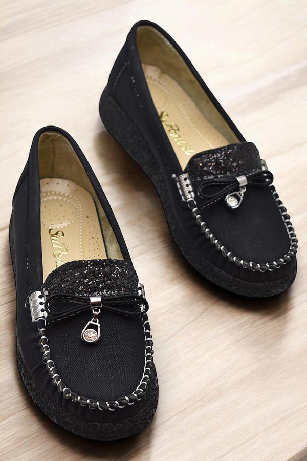 396D Rahat Taban Günlük Kadın Ayakkabı Babet Taşlı Kadın Ayakkabı  - Image 1