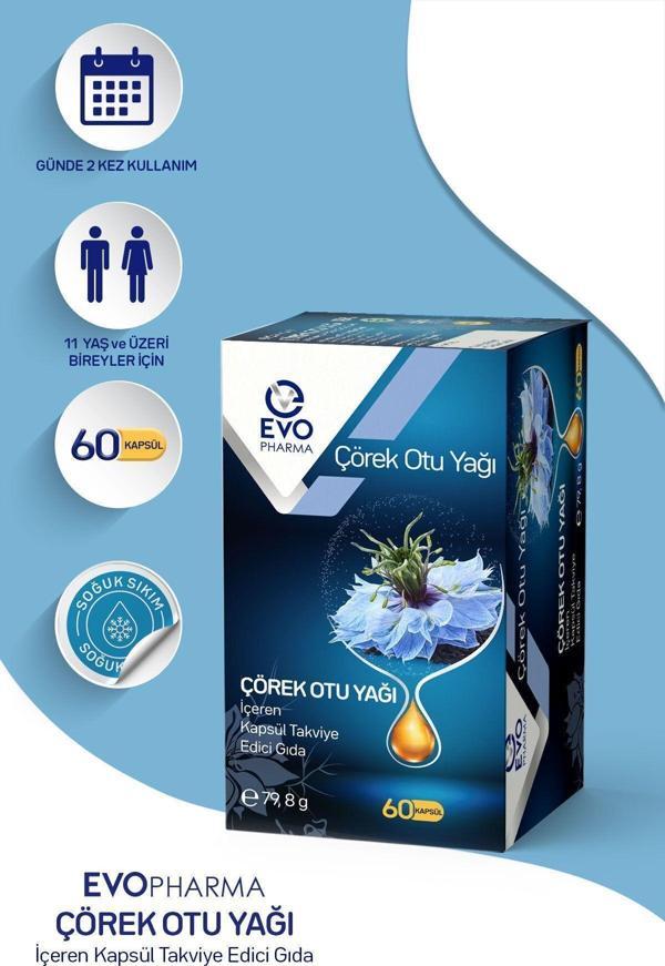 Evo Pharma Çörek Otu Yağı İçeren Kapsül Takviye Edici Gıda 60 Kapsül - Image 1