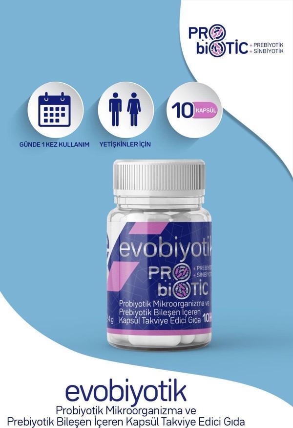 Evo Pharma Evobiyotik Probiyotik Mikroorganizma Ve Prebiyotik Bileşen Içeren Takviye Edici Gıda 10 Kapsül - Image 1