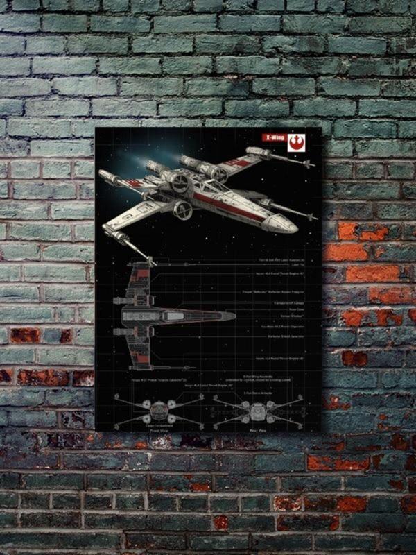 Znc X-Wing - Star Wars - Gemi Şemaları - Film & Dizi Posterleri, Özel Tasarım Kağıt Poster - Image 1
