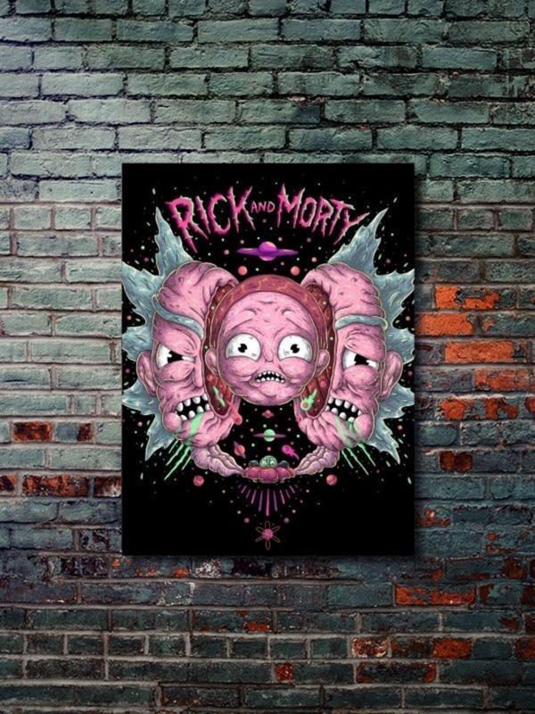 Znc Head Split - Rick And Morty - Film & Dizi Posterleri, Özel Tasarım Kağıt Poster, Duvar Sanatı - Image 1