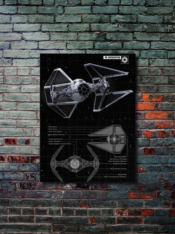Znc Tie Interceptor - Star Wars - Gemi Şemaları - Film & Dizi Posterleri, Özel Tasarım Kağıt Poster - Image 1