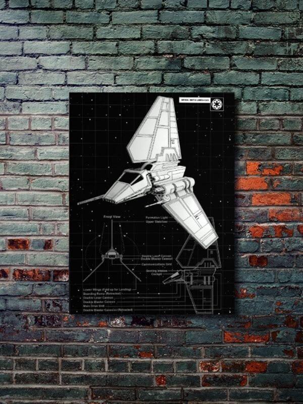 Znc Shuttle Lambda - Star Wars - Gemi Şemaları - Film & Dizi Posterleri, Özel Tasarım Kağıt Poster - Image 1