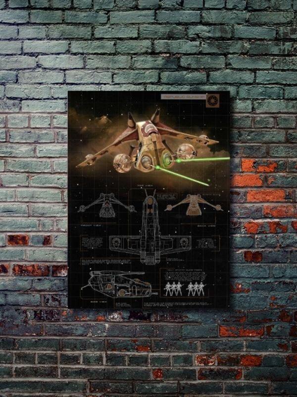 Znc Republic Gunship - Star Wars - Gemi Şemaları - Film & Dizi Posterleri, Özel Tasarım Kağıt Poster - Image 1