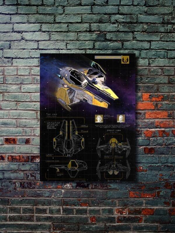 Znc Jedi Interceptor - Star Wars - Gemi Şemaları - Film & Dizi Posterleri, Özel Tasarım Kağıt Poster - Image 1