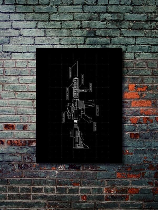 Znc Colt - M4A1 - Eşsiz Tasarım Silah Ve Silah Şemaları Posterleri, Özel Tasarım Kağıt Poster - Image 1