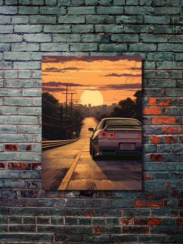 Znc Nissan Skyline Gtr34, Eşsiz Tasarım Otomobil Posterleri, Özel Tasarım Kağıt Poster - Image 1