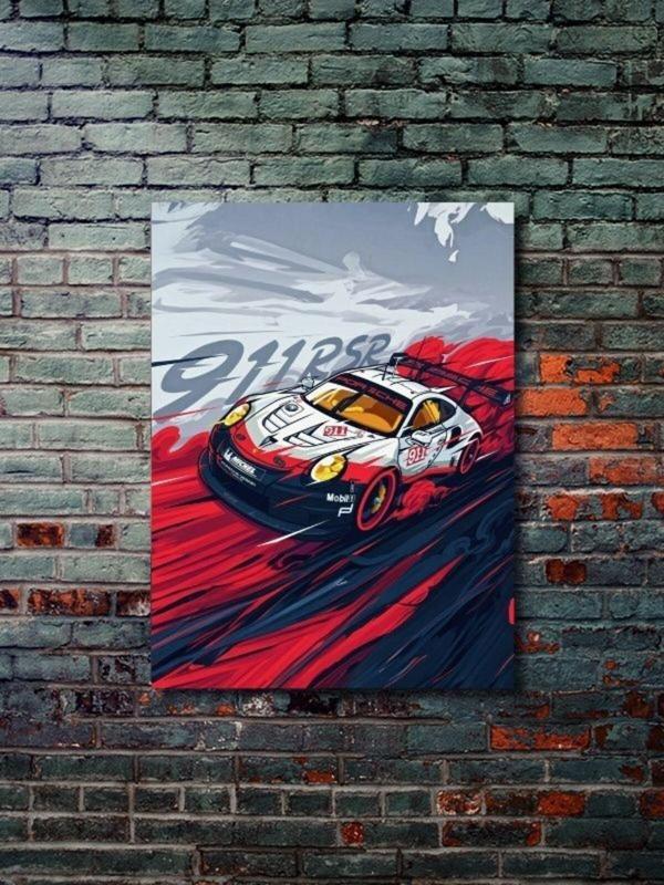 Znc Porsche - 911 Rsr - Eşsiz Tasarım Motosiklet Posterleri, Özel Tasarım Kağıt Poster - Image 1