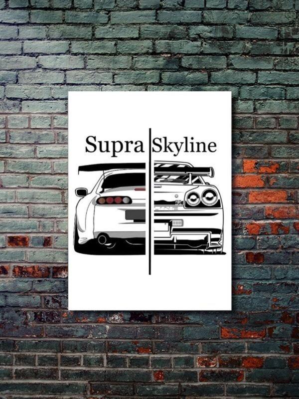 Znc Skyline Vs Supra - Eşsiz Tasarım Motosiklet Posterleri, Özel Tasarım Kağıt Poster - Image 1