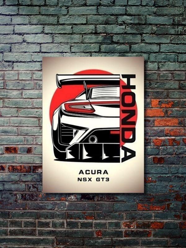 Znc Acura Nsx Gt3 - Honda - Eşsiz Tasarım Motosiklet Posterleri, Özel Tasarım Kağıt Poster - Image 1