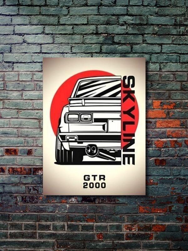 Znc Skyline Gtr2 - Nissan - Eşsiz Tasarım Motosiklet Posterleri, Özel Tasarım Kağıt Poster - Image 1