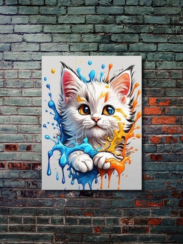 Znc Sevimli Kedi, Hayvanlar Alemi Posteri, Özel Tasarım Kağıt Poster, Duvar Sanatı - Image 1