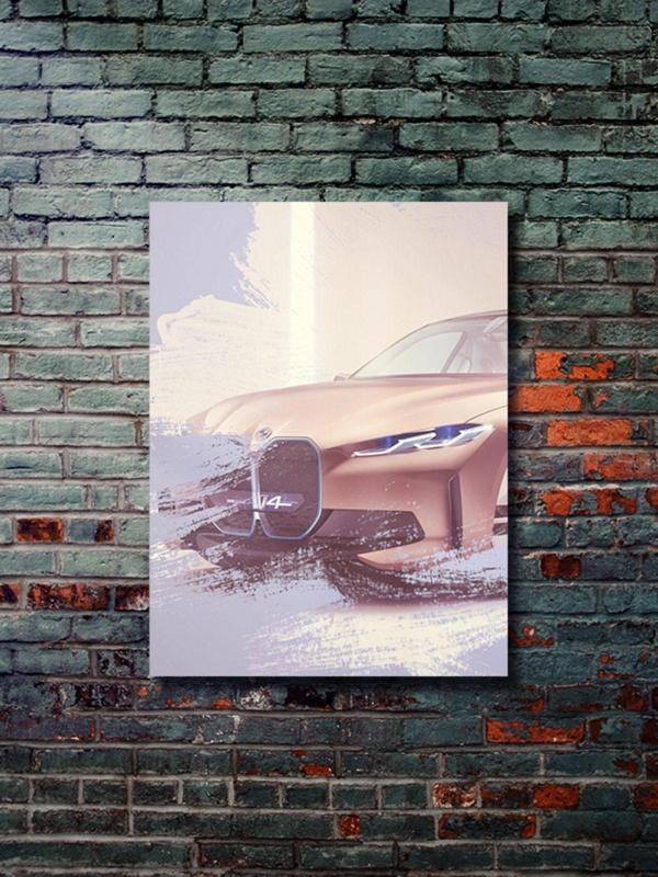 Znc Bmw İ4, Eşsiz Tasarım Otomobil Posterleri, Özel Tasarım Kağıt Poster, Duvar Sanatı - Image 1