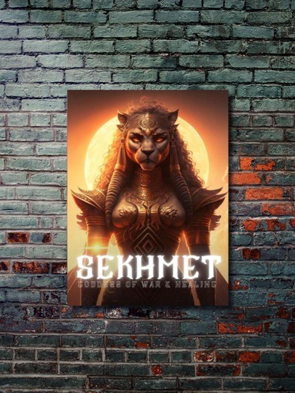 Znc Sekhmet - Eşsiz Tasarım Mısır Tanrıları, Mitoloji, Karakter Posterleri, Özel Tasarım Kağıt Poster, - Image 1